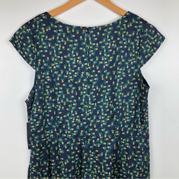 The Savile Row Navy Dress Pineapple Print Size 14 - Picture 7 of 7